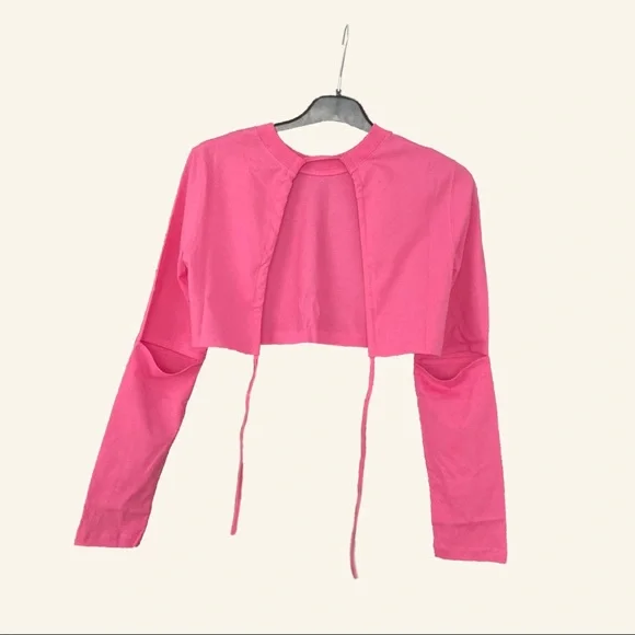 New Jacquemus Le T-Shirt Piccola Cropped Long-sleeve Size Small Pink - Picture 4 of 9
